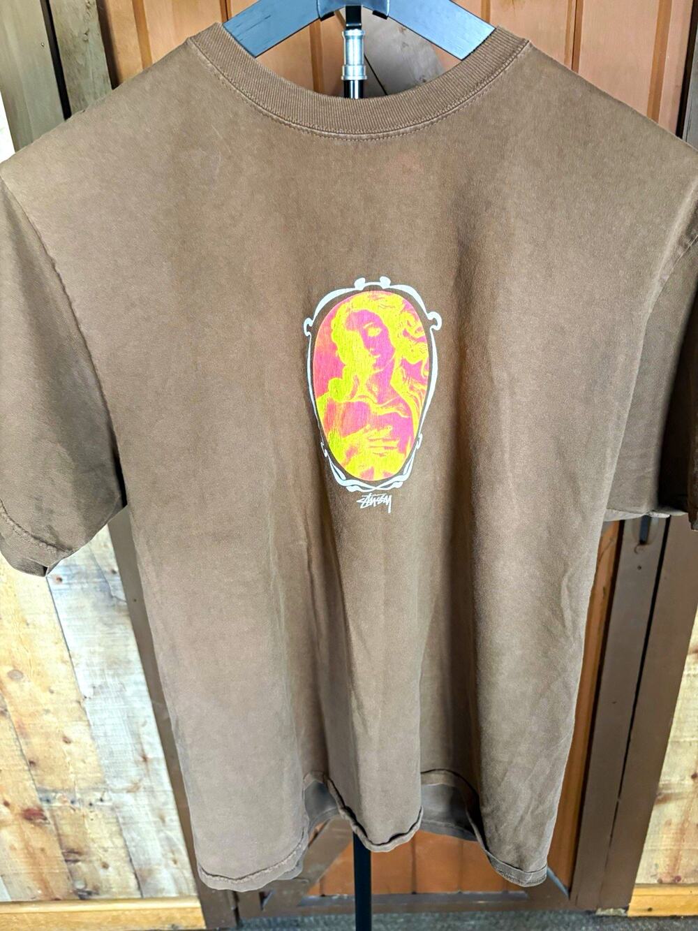 Stüssy "Birth of Venus" Neon Acid Wash Graphic T-Shirt